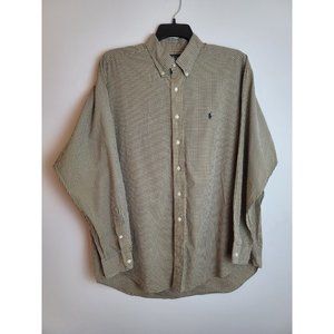 Ralph Lauren Blake XL‎ Tan/ Blue Plaid Cotton Long Sleeves Shirt